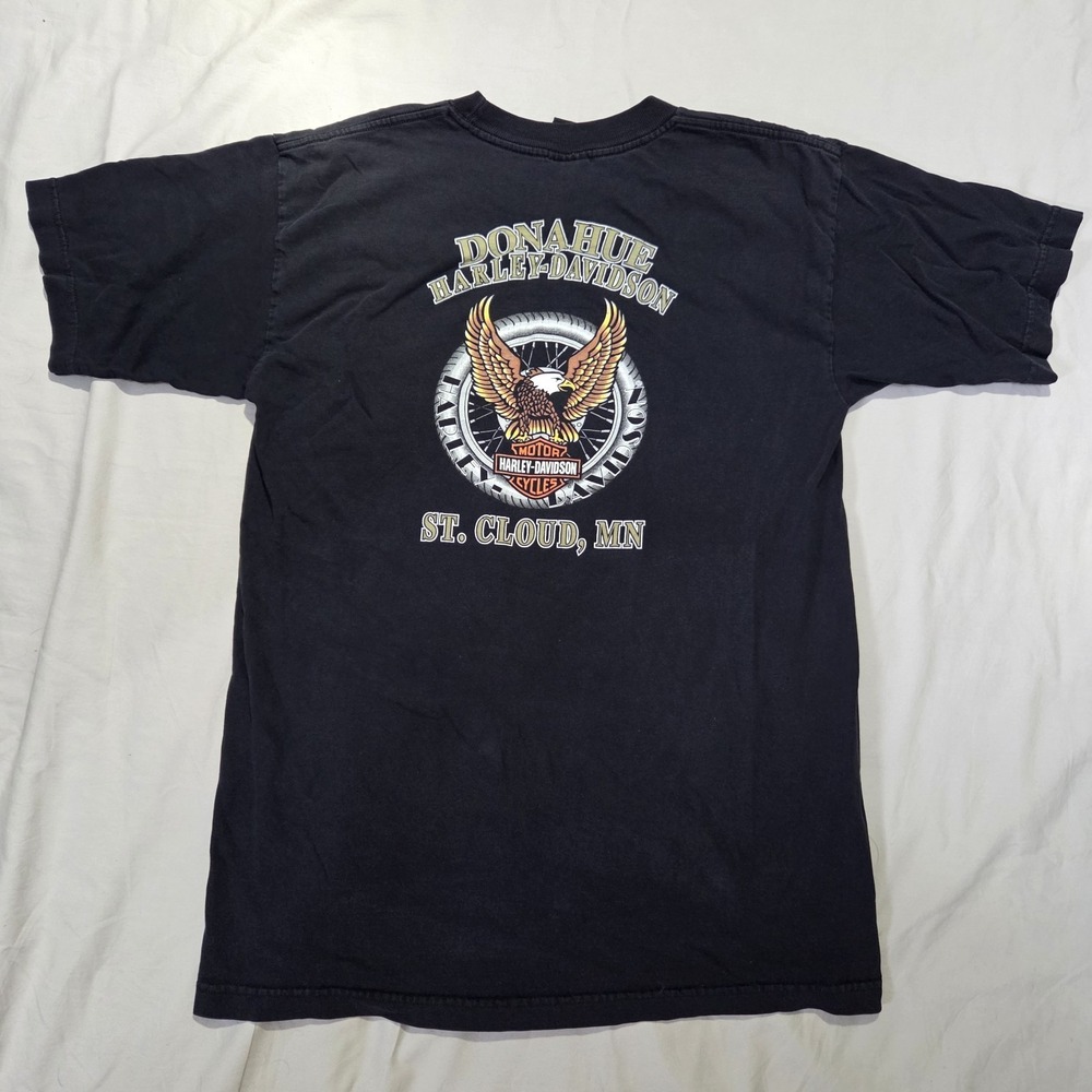 Harley Davidson Sz L Holoubek Shirt Double Sided‎ Eagle Graphic USA St Cloud, MN